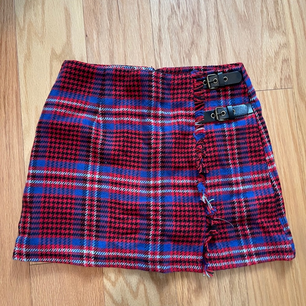 Plaid Houndstooth Mini Skirt